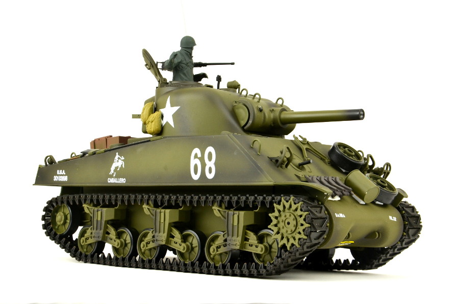Rc Tank "Us M4a3 Sherman" Heng Long 1:16 Med Røg Og Lyd + 2,4ghz Pro Model