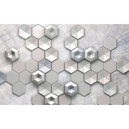 Ikke-Vævet Fototapet - Hexagon Concrete - Størrelse 400 X 250 Cm