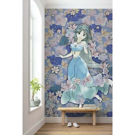 Non-Woven Wallpaper - Jasminfarvede Blomster - Størrelse 200 X 280 Cm
