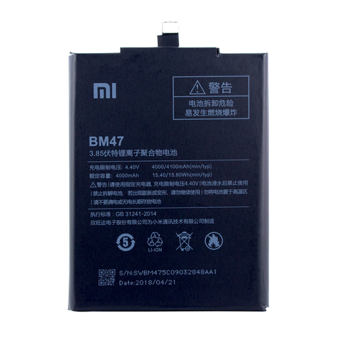 Xiaomi - Lithium-Ion-Batteri - Bm47 - Redmi 3 Og Redmi 3s - 4000 Mah