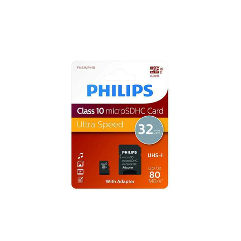 Philips Microsdhc 32 Gb Cl10 80mb/S Uhs-I + Adapter Retail