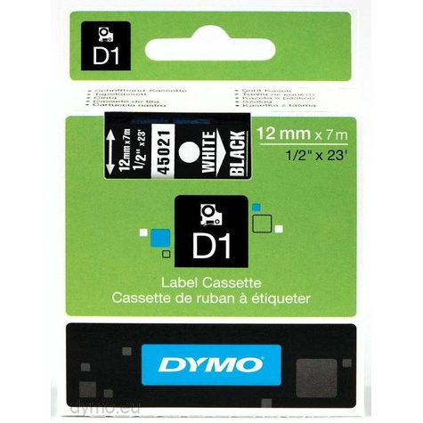 Dymo S0720610 flexibles Nylonband D1 weiss auf schwarz 12mm x 7m