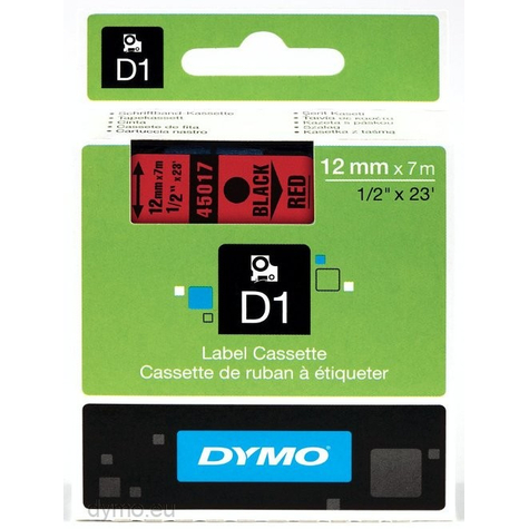 Dymo Standard D1-Bånd - Sort På Rødt - Polyester - - -18 - 90 °C - Dymo - Labelmanager - Labelwriter 450 Duo - Æske