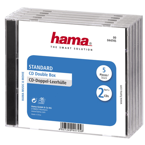 Hama Cd-Dobbelt Smykkeskrin Standard - Pakke 5 - 2 Diske - Gennemsigtig