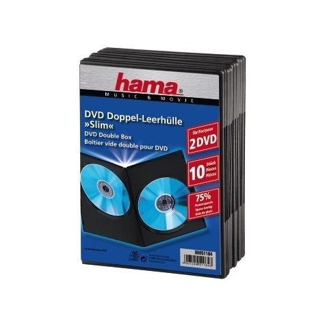 Hama Dvd Slim Double-Box 10 - Sort - 2 Diske - Sort