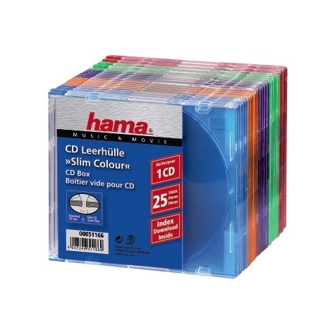 Hama Cd Slim Box Pakke Med 25 Stk. - Farvet - 1 Disk - Flerfarvet - Plast