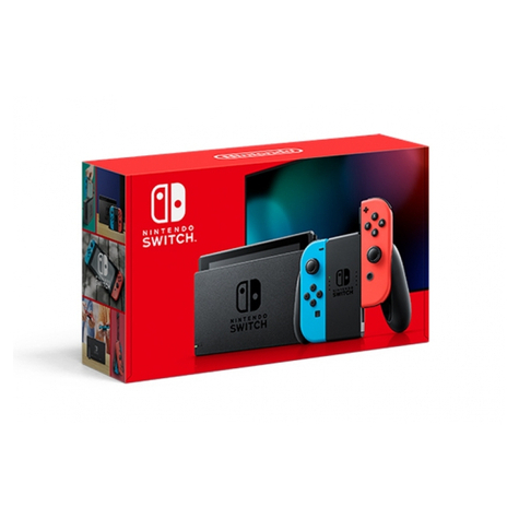 Nintendo Switch (Ny Revideret Model) - Nintendo Switch - Sort - Blå - Rød - Analog / Digital - D-Pad - Hus - Knapper - Lcd-Skærm