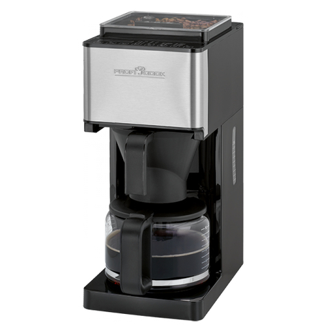 Clatronic Proficook Pc-Ka 1138 - Filterkaffemaskine - 1,25 L - Kaffebønner - Malet Kaffe - Indbygget Kværn - 900 W - Sort - Rustfrit Stål