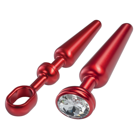 Malesation Aluminum Plug With Handle & Gem Medium, Red