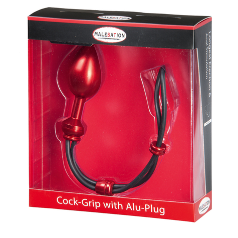 Malesation Cock Grip With Aluminum Plug Large, Red