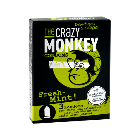 The Crazy Monkey Kondomer Fresh-Mint 3 Stk.