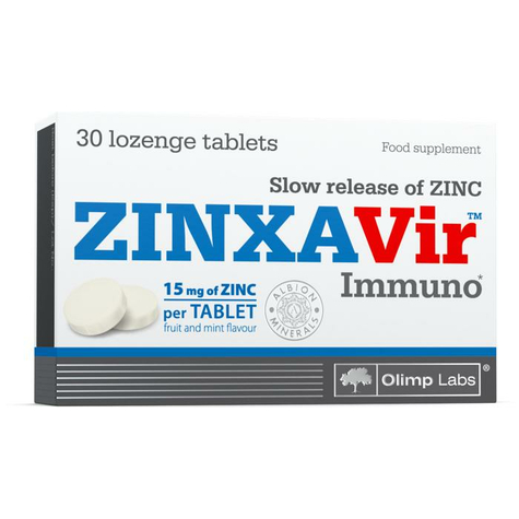 Olimp Zinxavir Immuno Zink, 30 Pastiller, Frugt Og Mynte