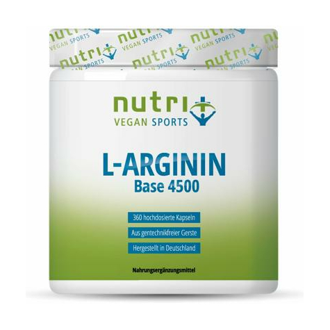 Nutri+ Veganske L-Argininine Base Kapsler, 360 Kapsler