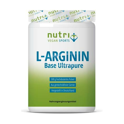 Nutri+ Vegansk L-Argininin Base Pulver, 500 G Dåse