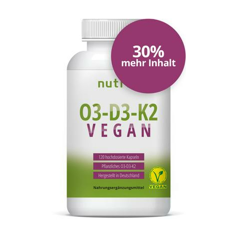 Nutri+ Veganske O3-D3-K2 Vitaminkapsler, 120 Kapsler