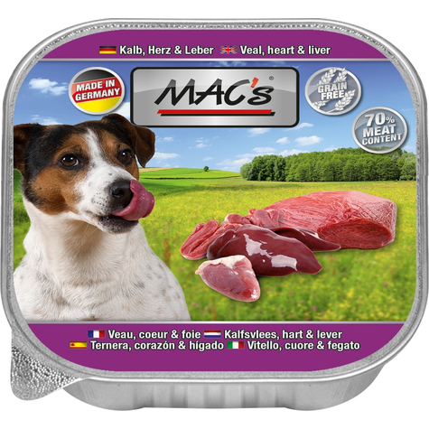 Mac's,Macs Hund Kalvekød+Hjerte+Leber 150gs