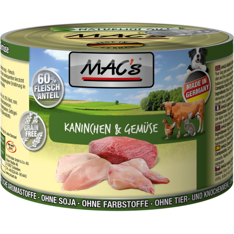 Mac's,Macs Hund Kanin+Grøntsager 200gd