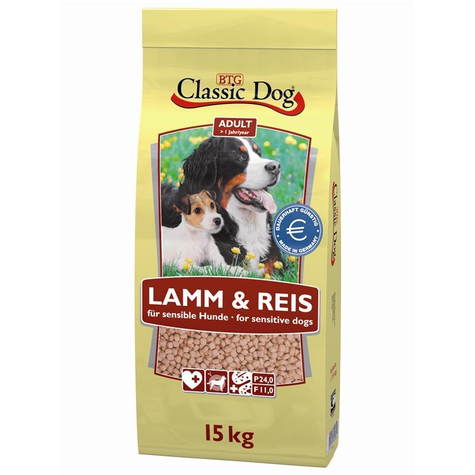 Classic Dog,Classic Dog Lammekød Ris 15 Kg