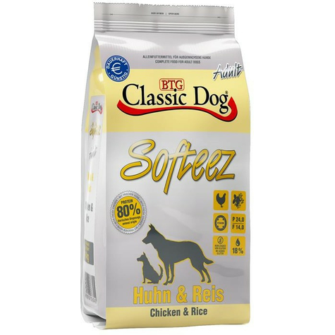 Classic Dog,Cla.Dog Softeez Kylling+Ris 4kg