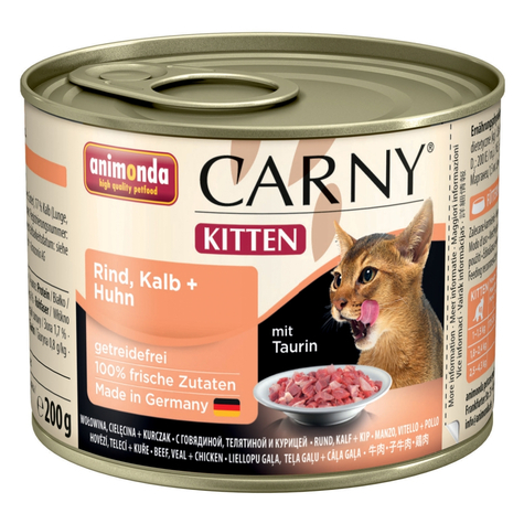 Animonda Cat Carny,Carny Kitten Oksekød+Kalv+H.200gd
