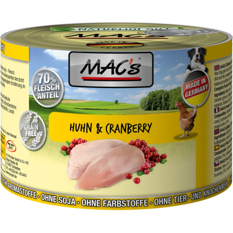 Mac's,Mac's Dog Chicken+Cranb. 200gd