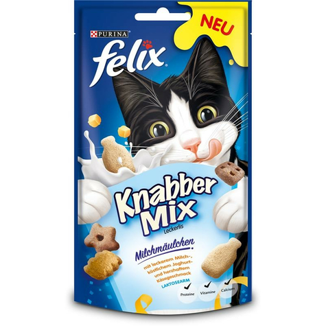 Nestle Cat,Felix Nibble Mix Mælk Mund.60g