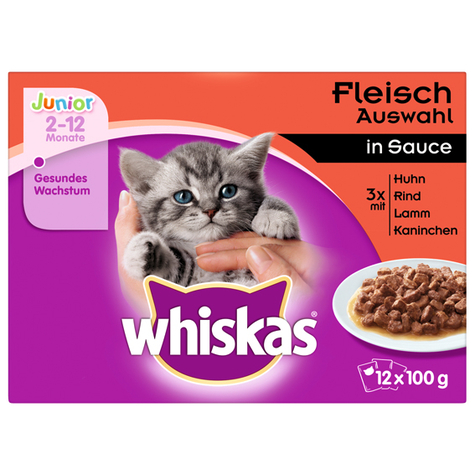 Whiskas Portionsposer Multipack Junior Kød Tyggeben