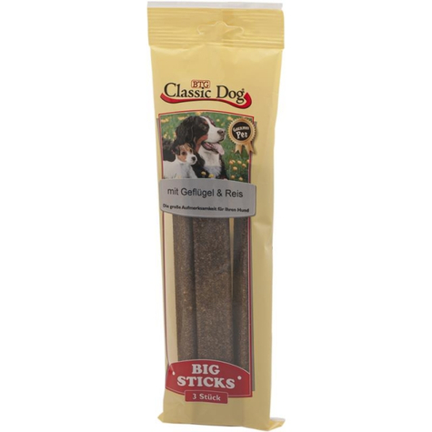 Classic Dog Snack Big Sticks Fjerkræ Og Ris 3-Pak