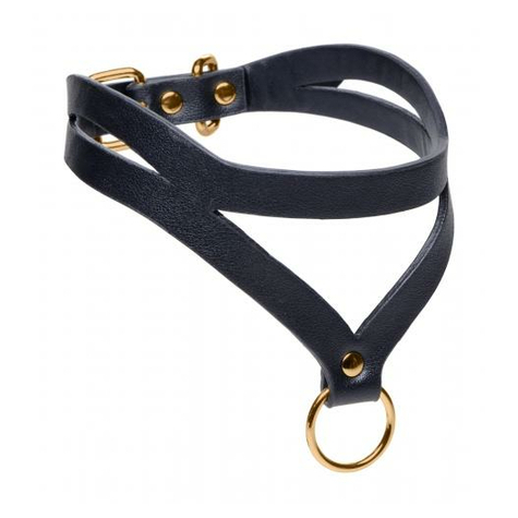 Bondage Baddie Collar With O-Ring - Black/Gold