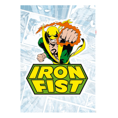 Væg Tatoveringer - Iron Fist Tegneserie - Størrelse 50 X 70 Cm