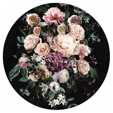 Selvklæbende Non-Woven Tapet/Væg Tatovering - Enchanted Flowers - Størrelse 125 X 125 Cm