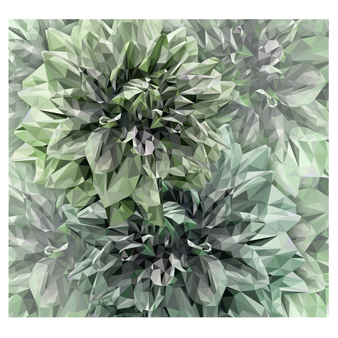 Ikke-Vævet Fototapet - Emerald Flowers - Størrelse 300 X 280 Cm