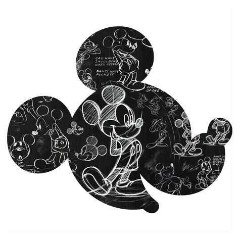 Selvklæbende Ikke-Vævet Fototapet/Væg Tatovering - Mickey Head Illustration - Størrelse 125 X 125 Cm