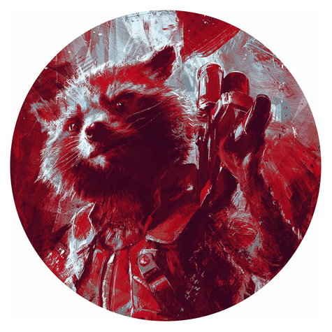 Selvklæbende Non-Woven Tapet/Væg Tatovering - Avengers Painting Rocket Raccoon - Størrelse 125 X 125 Cm