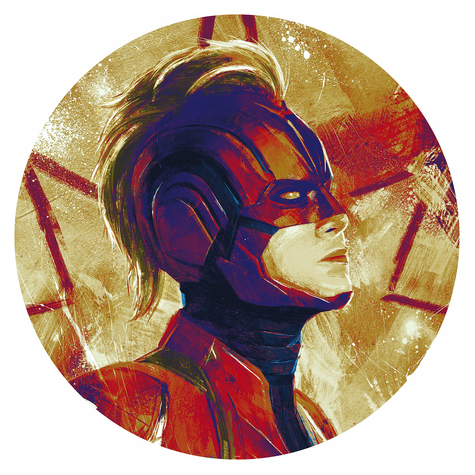 Selvklæbende Non-Woven Tapet/Væg Tatovering - Avengers Painting Captain Marvel Hjelm - Størrelse 125 X 125 Cm