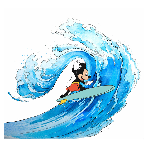 Non-Woven Tapet - Mickey Surfing - Størrelse 300 X 280 Cm