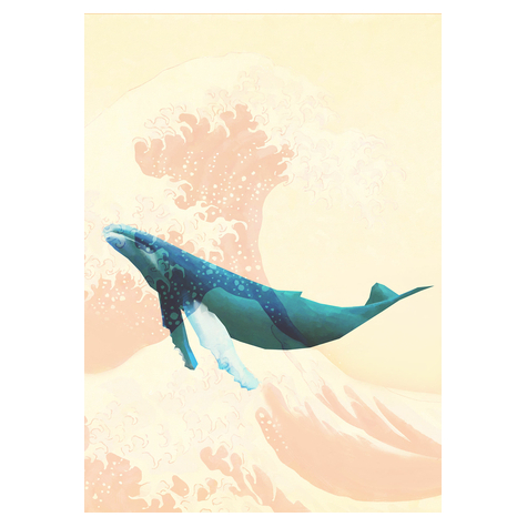 Non-Woven Wallpaper - Whale Voyage - Størrelse 200 X 280 Cm