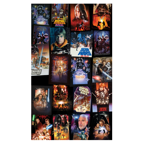 Non-Woven Tapet - Star Wars Plakater Collage - Størrelse 120 X 200 Cm