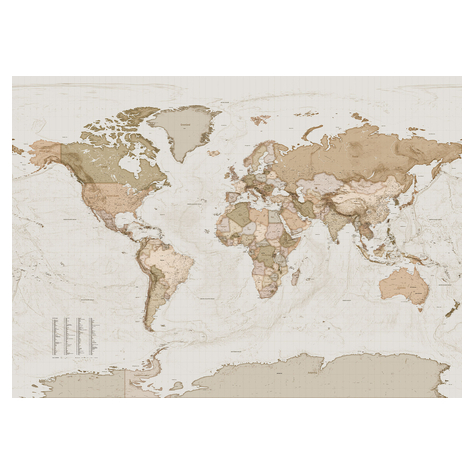 Ikke-Vævet Fototapet - Earth Map - Størrelse 350 X 250 Cm