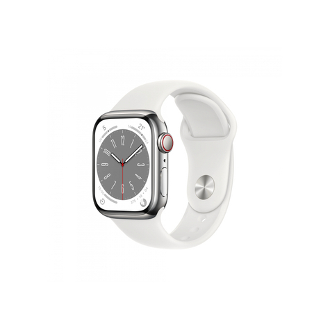 Apple Watch Series 8 Gps+Cellular 41 Mm Sølv Stål Hvid Sport Mnj53fd/A