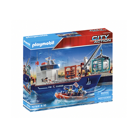 Playmobil City Action - Stort Containerskib Med Toldbåd (70769)