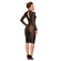Lingerie Dress:Striped Knee-Length Tulle Dress L Black
